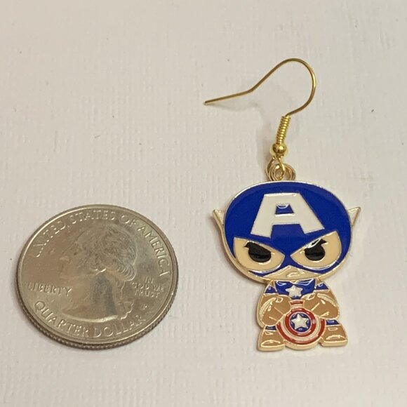 Superhero Earrings, Hero Earring, Captain America Earring, Gift Idea, Heroes - Picture 8 of 8